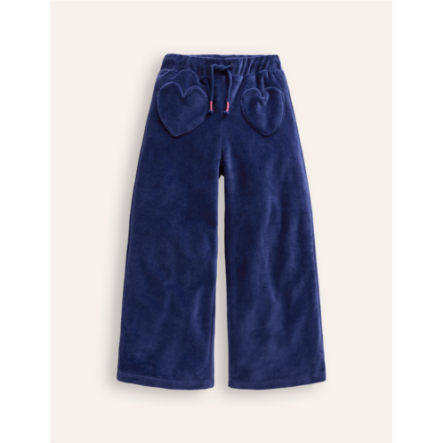 Boden Heart Pocket Velour Jogger - Starboard Blue