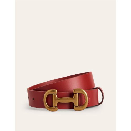 Boden Iris Snaffle-Trim Leather Belt - Red