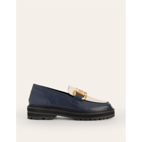 Boden Iris Chunky Snaffle Loafers - Navy / Ecru