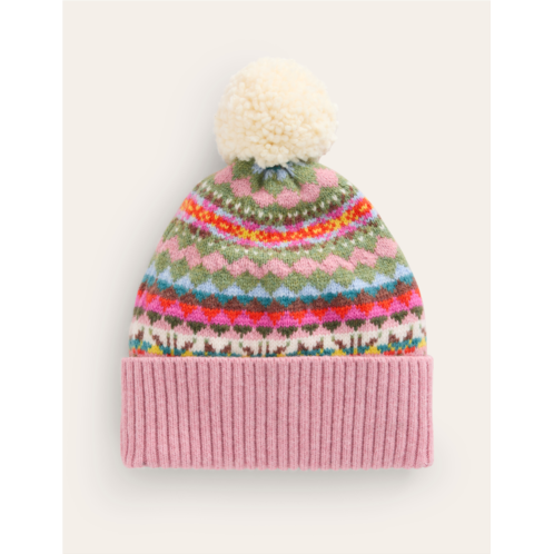 Boden Fair Isle Hat - Pink