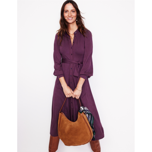 Boden Pin Tuck Picot Shirt Dress - Damson