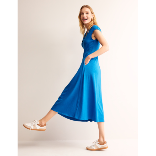 Boden Chloe Notch Jersey Midi Dress - Brilliant Blue