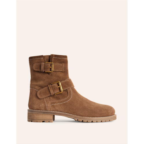 Boden Buckled Biker Boots - Tan