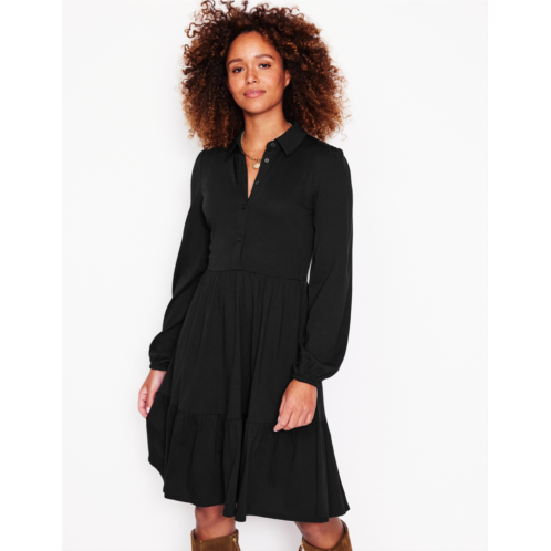 Boden Tiered Jersey Shirt Dress - Black