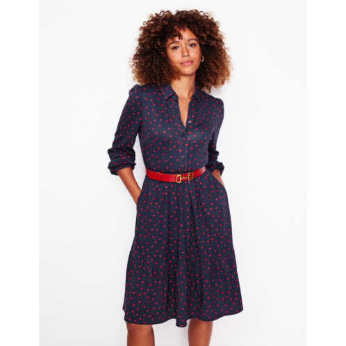 Boden Tiered Jersey Shirt Dress - Rouge, Sparse Spot