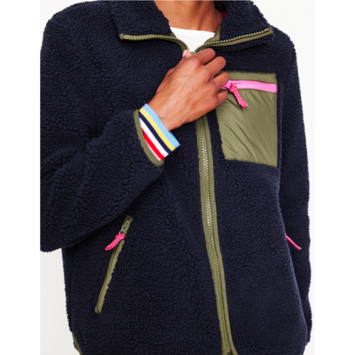 Boden Truro Borg Fleece Jacket - Navy