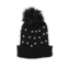 MARCUS ADLER Embellished Faux Fur Pom Pom Beanie