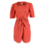 Lisa Marie Fernandez Belted Jumpsuit In Orange Linen