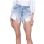 Blue Revival Beaded Pocket Distressed Denim Shorts