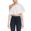 Lela Rose Embroidered One Shoulder Crop Top