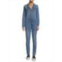 Etienne Marcel Faded Wash Notch Lapel Denim Jumpsuit