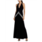 PatBO Bead-Fringe Plunge Velvet Gown