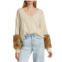 Naadam Faux-Fur Trim V-Neck Sweater