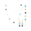 JanKuo Flower 3-Piece 14K Goldplated, Mother of Pearl, Synthetic Sapphire & Agate Set