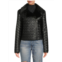 BELLE FARE Faux Shearling & Woven Faux Leather Moto Jacket