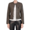 Ookie & Lala Mixed Media Faux Leather Trim Moto Jacket