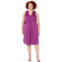 London Times Plus Size V-Neck Sleeveless Draped Midi Dress