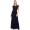 XSCAPE Long Sheer Matte Jersey Beaded Dress with Cap Sleeve