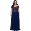 XSCAPE Plus Size Long Off-the-Shoulder Chiffon Bead Top