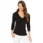 Womens Lilla P 1x1 Rib 3/4 Sleeve V-Neck Top