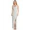 Adrianna Papell Long Metallic Knit Side Draped Tank Gown