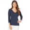 Womens Lilla P 1x1 Rib 3/4 Sleeve V-Neck Top