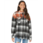 Womens Miss Me Stud Fringe Flannel Shirt