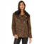 Avec Les Filles Faux Sherpa Trimmed Leopard Wool Blend Biker