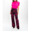 Frank Lyman abstract print pants in black/fuchsia