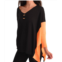 ANGEL neon panel slit oversize tunic in black/orange