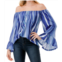 VaVa cordella off shoulder top in blue water color in blue watercolor