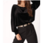 PROJECT SOCIAL T hazy velvet long sleeve top in black