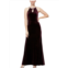 Alex & Eve womens velvet long evening dress