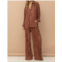 Blue B accordion pleated pant set in brown