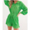 Blue B accordion pleat romper in green