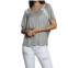 LABEL+thread sheer trim scoop top in grey