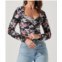 ASTR erica floral ruched top in black floral