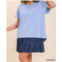 Umgee mineral wash linen blend round neck short sleeve t-shirt in periwinkle