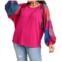 Umgee mixed print long sleeves top in magenta