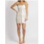 Blue Blush sage two tone button mini dress in grey/white