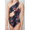 AMIR SLAMA asymmetrical one piece in floral bouquet