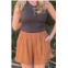 Umgee linen elastic waistband shorts in brown