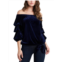 MSK womens velvet blouson pullover top