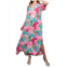 Easel tropical print peach blossom maxi dress in bubble gum