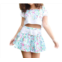 THEME girls drew mini skirt in white watercolor floral