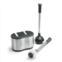 Polder stainless-steel dual bath caddy with toilet brush and plunger, black