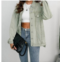 EPretty studded denim jacket in light green