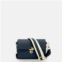 APATCHY LONDON the bloxsome navy leather crossbody bag with canvas strap