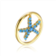 Rachel Glauber 14k gold plated and blue topaz cubic zirconia modernring