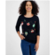 Holiday Lane Womens Ornament String Long-Sleeve Top